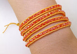 Orange Crystal Faceted Wrap Bracelet - Women's Party Birthday Gift