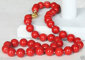 10mm Mother of Pearl South Sea Shell Red Pearl Necklace 25 inch