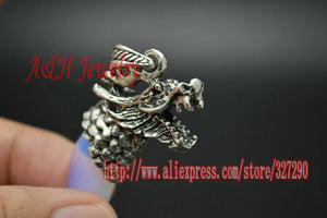 10pcs Natural Stone Dragon Teeth Pendant Mixed Ancient Silver Necklace Pendants