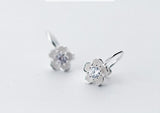 925 Sterling Silver CZ Cherry Flower Clip Earrings