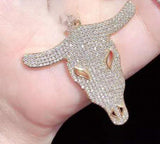 2pcs Golden Plated Micro Oxhead Pendant Chain Necklace