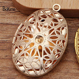 Vintage Metal Brass Filigree Photo Locket Pendant
