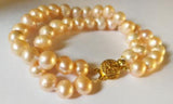 Pink Freshwater Pearl Bracelet 7-8mm 2 Strands Clasp