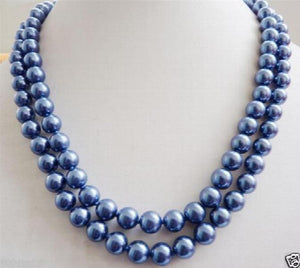 Navy Shell Pearl Necklace 32 inches