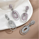 Geometric S925 Silver Needle Earrings for Women