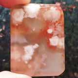 Cherry Orange Agate Bead Pendant Necklace Rectangle Gift Red Yellow Agate