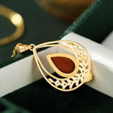 Natural South Red Chalcedony Water Drop Pendant Necklace