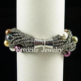 20 Strand Rainbow Mother Of Pearl Bracelet - 8mm