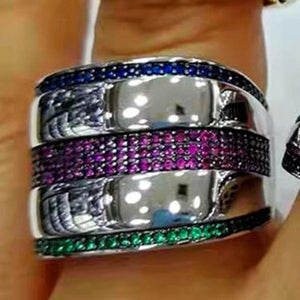 Square Box Geometry Statement Ring For Women Wedding Cubic Zircon Dubai Bridal
