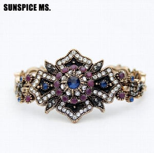 Vintage Indian Flower Cuff Bracelet Bride Wedding Jewelry