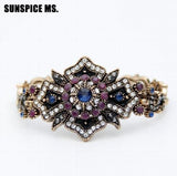 Vintage Indian Flower Cuff Bracelet Bride Wedding Jewelry