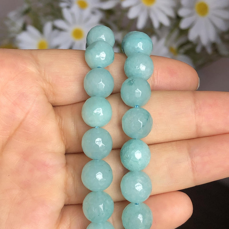 Faceted Dark Green Jades Chalcedony Stone Bead - 4/6/8/10/12MM