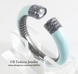 Gun Plated Bangles Glitter Glass Enamel Jewelry GB0411