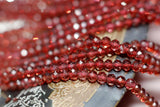 Red Garnet Round Faceted 3mm Loose Beads for DIY Jewelry Making