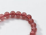 925 Sterling Silver Strawberry Quartz Bracelet with Moon Charms
