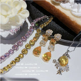 Yellow Zircon Bracelet - Pink Crystal Diamond Jewelry