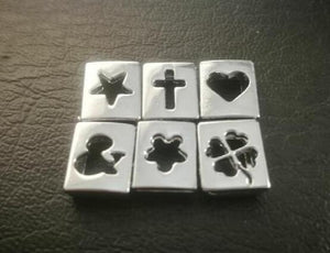 100pcs 8mm Flower Heart Cross Four Leaf Clover Star Slide Charm