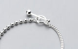 925 Silver Asymmetry Bracelet Polished Lucky Beads Chain GTLS748