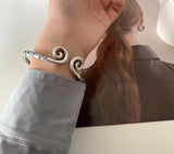 925 Silver Retro Weaving Twist Bangle Jewelry For Women