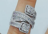 Sparkling Baguettes Zircon Wedding Ring for Women CZ Bridal Jewelry