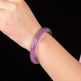 Zheru Jewelry Round Agate Chalcedony Light Purple Bracelet