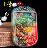 Colorful Jade Dragon Pixiu Fish Pendant Necklace Charm
