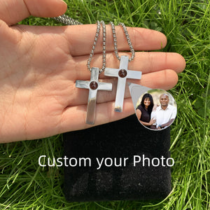 Stainless Cross Photo Projection Necklace with Custom Picture