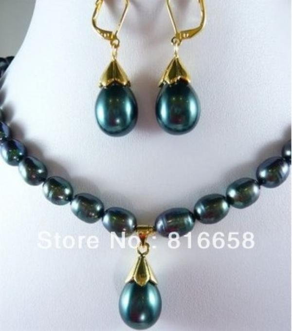 9MM Pearl Necklace Set with Shell Pearl Pendant