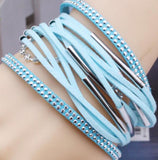 Sky Suede Braid Magnetic Bracelet with Rhinestone Cupchain