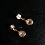 Double Ice Chalcedony Egg Round Earrings Silver Jewelry