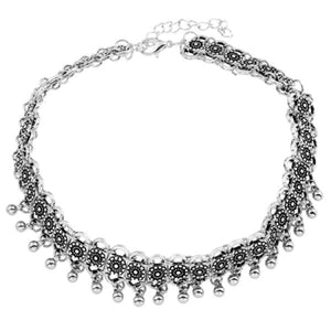 Vintage Small Bell Choker Necklace Retro Silver Coin Pendant