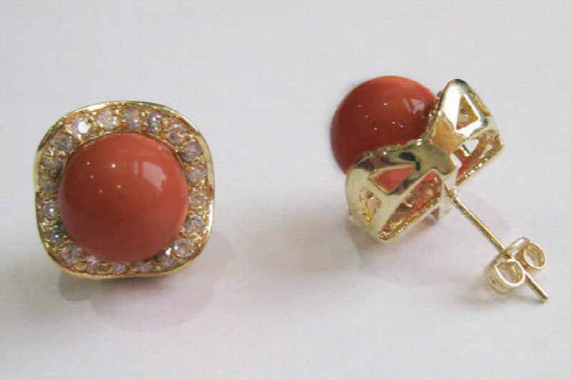 Noble 8mm Wine Red Shell Pearl & Crystal Earring