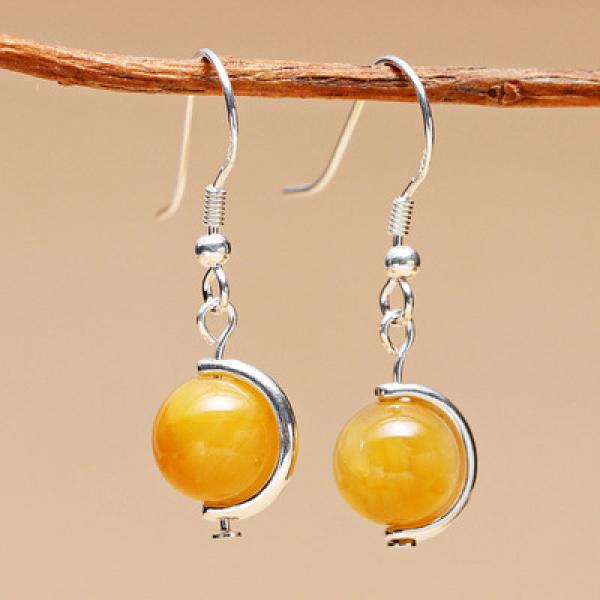 925 Silver Gemstone Earrings Retro Style