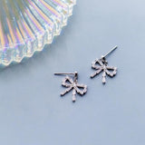 925 Silver Bowknot Zircon Stud Earrings