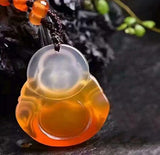 Natural Agate Crafted Buddha Pendant for Wealth & Luck Necklace