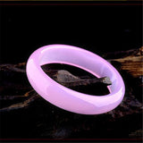 Zheru Jewelry Natural Agate Chalcedony Pink Purple Bracelet 54-64mm