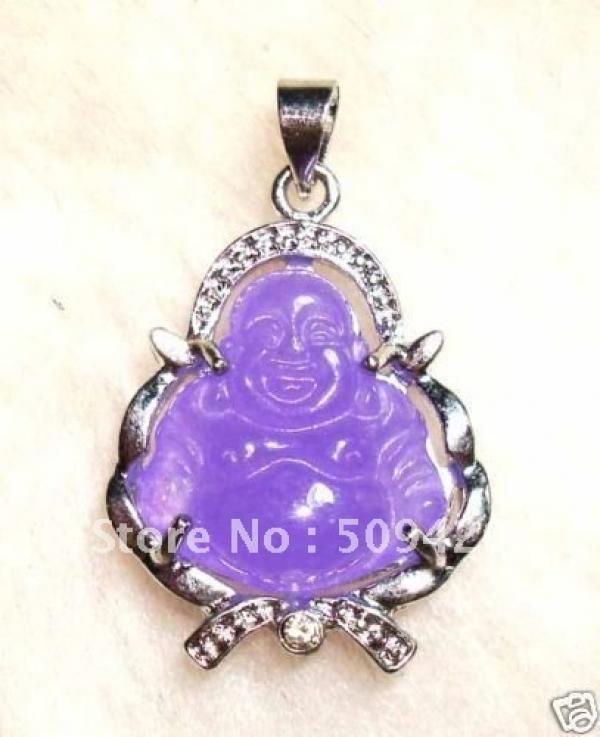 Purple Stone Buddha Necklace Pendant - Spiritual Healing Jewelry