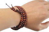 Red Sandalwood Rosewood Buddha Beads Bracelet 8mm 4mm Strands Jewelry