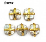 Natural Freshwater Pearl Accessories with Metal Plated Decoration