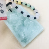 Burmese Emerald Jade Carving Mountain Water Pendant Necklace