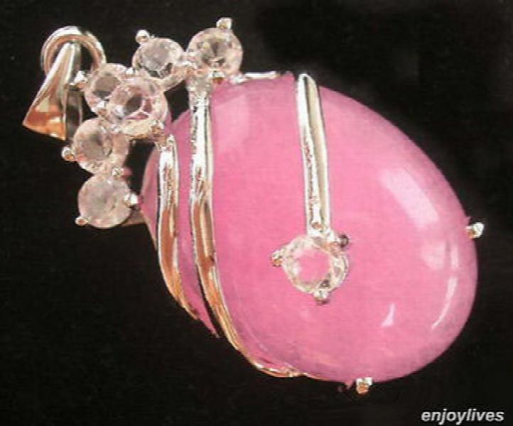 Pink Jade Plated Crystal Pendant Necklace