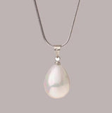 20mm Shell Pearl Pendant Necklace 925 Silver Chain Lady Gift