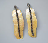 Feather Shell Pendant with Zircon Paved Crystal