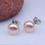 Pink Lavender Freshwater Pearl Stud Earrings S925 Silver Fine Women Gift
