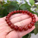 Natural Red Agate Carnelian Bracelet Round Bead Crystal Quartz Healing Stone