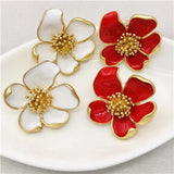 Enamel Flower Glaze Stud Earrings - European & American Style