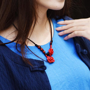 Exotic Lapis Choker Necklace - Chinese Wind Vintage Jewelry