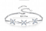 925 Silver Clover Moissanite Gemstone Bangle Charm Bracelet
