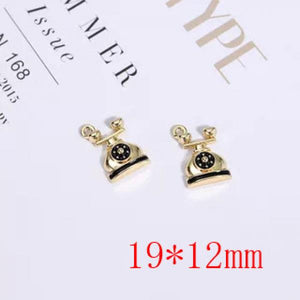 50pcs Alloy Cartoon Telephone Metal Charms DIY Earring Accessory