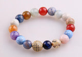 Micro Zircon Pave Ball 10mm Multicolor Agat Stone Bracelet